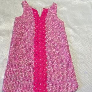 Lilly Pulitzer Pink Patterned Sleeveless Shift Dress with Hot Pink Trim